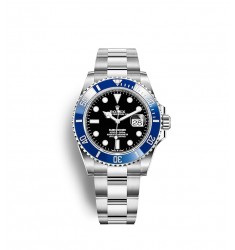 Copy Rolex Submariner Date 18 ct white gold Blue Cerachrom bezel Watch