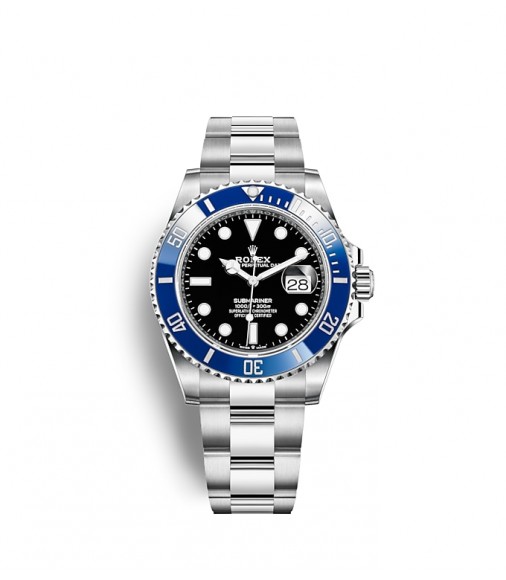 Copy Rolex Submariner Date 18 ct white gold Blue Cerachrom bezel Watch