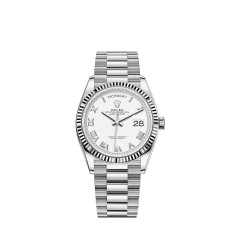 Copy Rolex Day-Date 36 18 ct white gold Fluted bezel President Watch