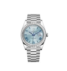 Copy Rolex Day-Date 40 Platinum ice blue quadrant-motif diamond-set Watch