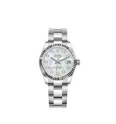 Copy Rolex Datejust 31 White Rolesor mother-of-pearl diamond-set dial Watch