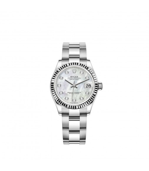 Copy Rolex Datejust 31 White Rolesor mother-of-pearl diamond-set dial Watch