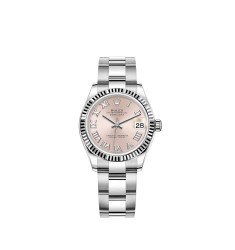 Copy Rolex Datejust 31 White Rolesor pink dial Oyster Watch