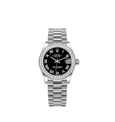 Copy Rolex Datejust 31 white gold black dial President Watch