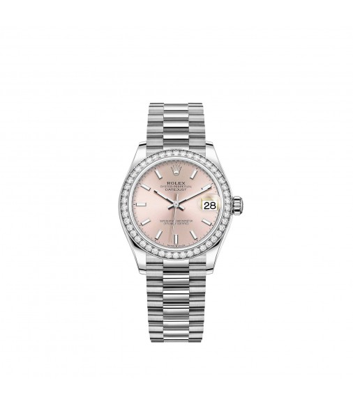 Copy Rolex Datejust 31 white gold pink dial President Watch