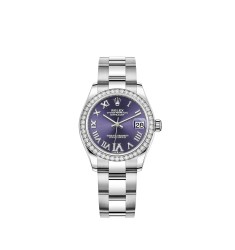 Copy Rolex Datejust 31 White Rolesor aubergine diamond-set dial Watch