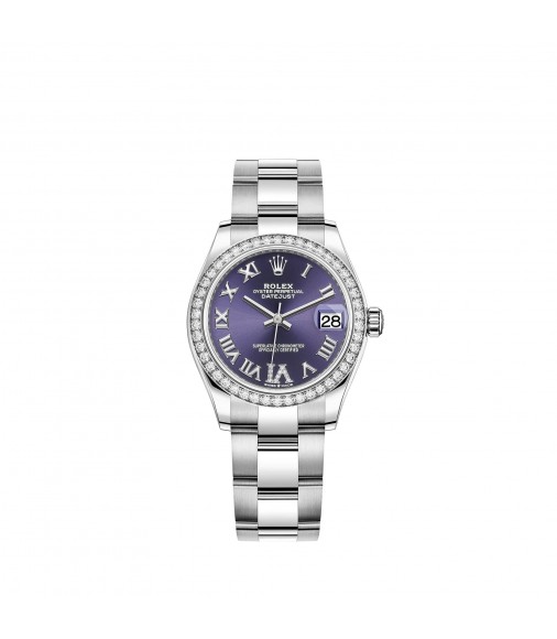 Copy Rolex Datejust 31 White Rolesor aubergine diamond-set dial Watch