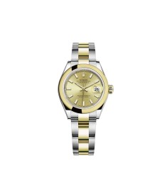 Copy Rolex Lady-Datejust Yellow Rolesor champagne-colour dial Oyster Watch