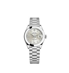 Copy Rolex Lady-Datejust Platinum silver diamond-set dial President Watch