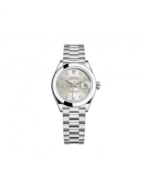 Copy Rolex Lady-Datejust Platinum silver diamond-set dial President Watch