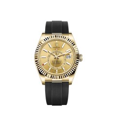 Copy Rolex Sky-Dweller 18 ct yellow gold champagne-colour dial Oysterflex Watch