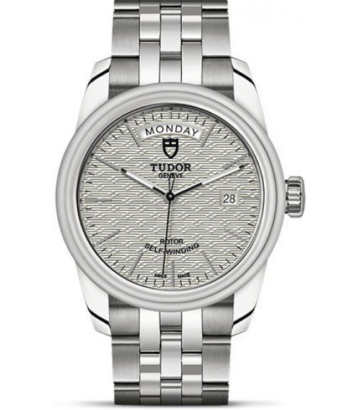 Copy Tudor Glamour Day Date Steel / Jacquard Silver / m56000-0003