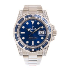 Replica Rolex Submariner Automatic Chronometer Diamond Blue Dial Watch 116659PAVEO