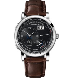 Copy A. Lange & Söhne LANGE 1 TIME ZONE White gold 136.029 with black dial