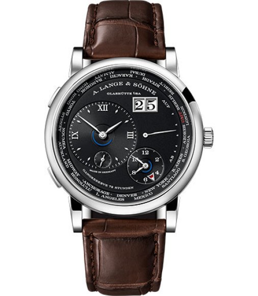 Copy A. Lange & Söhne LANGE 1 TIME ZONE White gold 136.029 with black dial