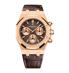 Fake Audemars Piguet Royal Oak Selfwinding Chronograph Rose Gold 41mm Brown Dial Strap 26239OR.OO.D821CR.01