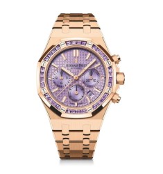 Replica Audemars Piguet Royal Oak Chronograph Frosted Rose Gold Purple Index 34mm Bracelet 26319OR.AY.1256OR.01