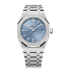 Fake Audemars Piguet Royal Oak Selfwinding 34 Frosted White Gold Blue 77353BC.GG.1263BC.01