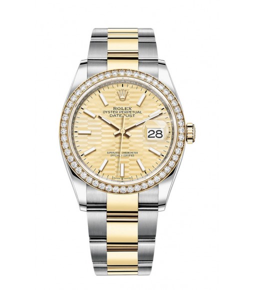 Fake Rolex Datejust 36 Rolesor combination of Oystersteel and 18 ct yellow gold M126283RBR-0026