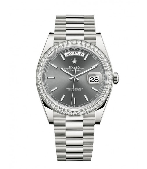 Replica Rolex Day-Date 40 Watch 18 ct white gold M228349RBR-0041