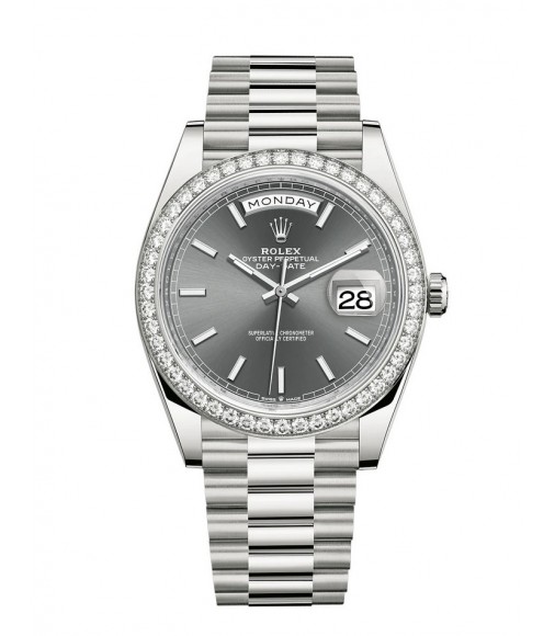 Replica Rolex Day-Date 40 Watch 18 ct white gold M228349RBR-0041