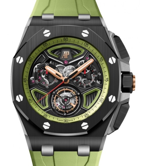 Replica Audemars Piguet Royal Oak Offshore 42mm Stainless Steel Black Dial Rubber Strap Watch 26622CE.OO.D062CA.01: 