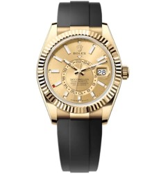 Rolex Sky-Dweller Yellow Gold Champagne Dial Oysterflex Men's Watch M336238-0001 Replica