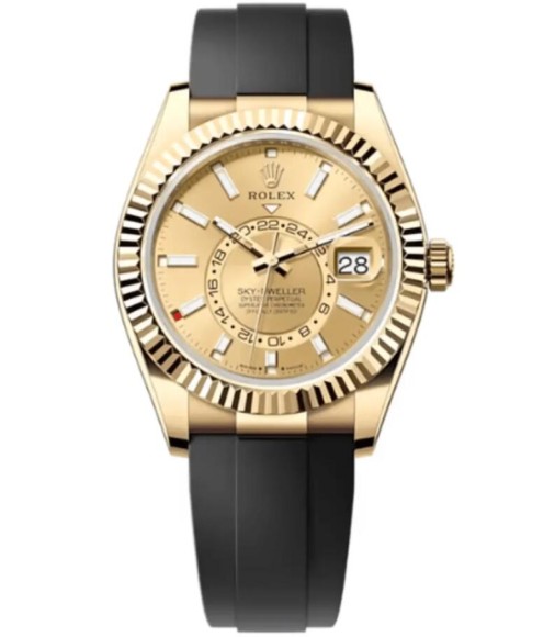 Rolex Sky-Dweller Yellow Gold Champagne Dial Oysterflex Men's Watch M336238-0001 Replica
