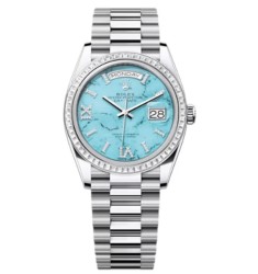 Rolex Day-Date Platinum Turquoise Diamond-Set Roman dial m128396tbr-0016