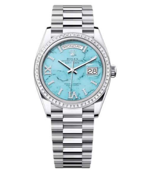 Rolex Day-Date Platinum Turquoise Diamond-Set Roman dial m128396tbr-0016