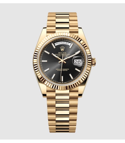 Fake Rolex Oyster Perpetual Day-Date 40 mm Yellow Rolesor President Bracelet Yellow Gold Dial Watch M228238-0067