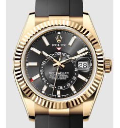 Fake Rolex Sky-Dweller 326238 Stainless Steel Black Dial Bracelet Watch