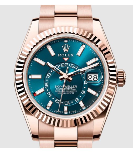 Fake Rolex Sky-Dweller in Gold 326935 Green Dial Bracelet Watch