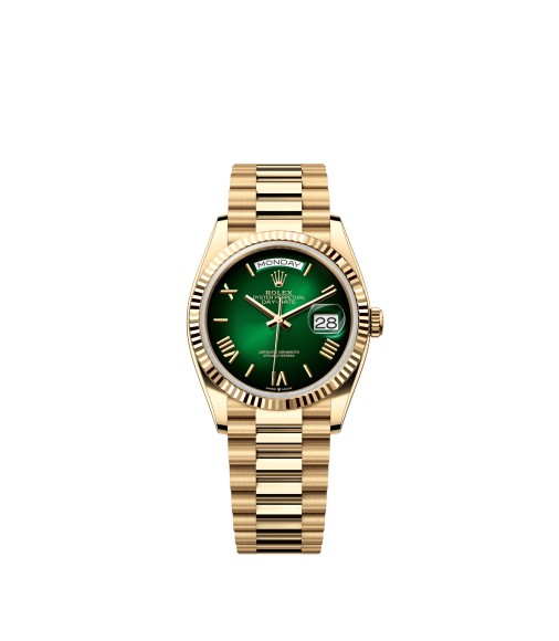 Rolex 128238-0118 Day-Date 36 Yellow Gold Green Ombré Roman President