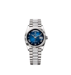 Rolex 128239-0064 Day-Date 36 White Gold Blue Ombré Diamond Watch