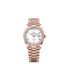 Rolex 128345RBR-0070 Day-Date 36 Everose Gold Diamond White Roman President