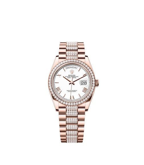Rolex 128345RBR-0071 Day-Date 36 Everose Gold Diamond White Roman President
