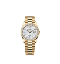 Rolex 128348RBR-0070 Day-Date 36 Yellow Gold Diamond MOP President Watch