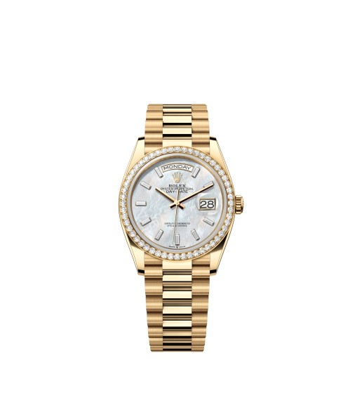 Rolex 128348RBR-0070 Day-Date 36 Yellow Gold Diamond MOP President Watch