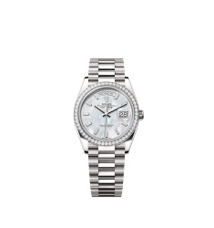 Rolex 128349RBR-0049 Day-Date 36 White Gold Diamond MOP Baguette President