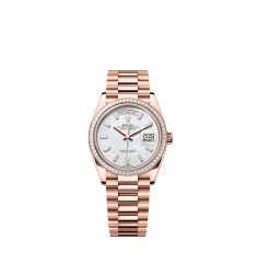Rolex 128395TBR-0026 Day-Date 36 Everose Gold, Baguette MOP, President Bracelet