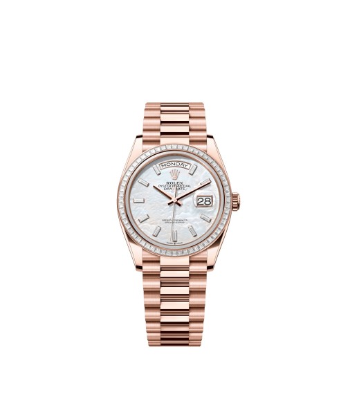 Rolex 128395TBR-0026 Day-Date 36 Everose Gold, Baguette MOP, President Bracelet