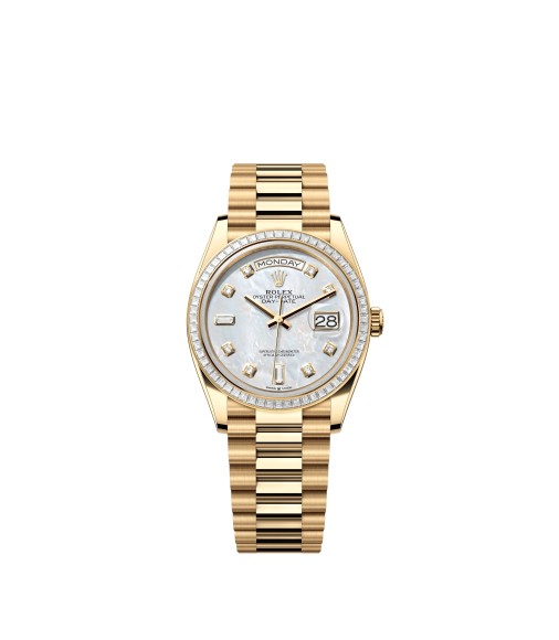 Rolex 128398TBR-0004 Day-Date 36 Yellow Gold, Baguette, MOP, Diamond, President, Replica, Cheap, Sale, High Quality, AAA