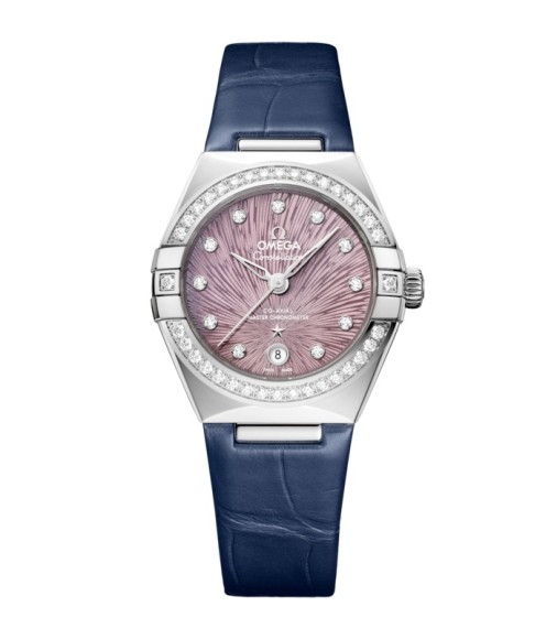 Omega 131.18.29.20.60.001 : Constellation Manhattan 29 Co-Axial Master Chronometer Stainless Steel - Diamond / Lilac Supernova / Alligator