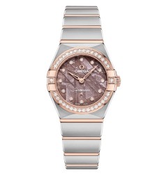 Omega 131.25.25.60.99.001 : Constellation Manhattan 25 Quartz Stainless Steel - Sedna Gold - Diamond / Lilac Meteorite