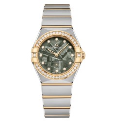 Omega 131.25.28.60.99.002 : Constellation Manhattan 28 Quartz Stainless Steel - Yellow Gold - Diamond / Green Meteorite