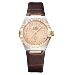 Omega 131.28.29.20.58.001 : Constellation Manhattan 29 Co-Axial Master Chronometer Stainless Steel - Moonshine Gold - Diamond / Champagne Supernova / Alligator