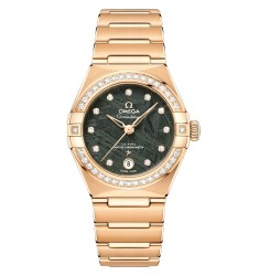 Omega 131.55.29.20.99.005 : Constellation Manhattan 29 Co-Axial Master Chronometer Yellow Gold - Diamond / Green Meteorite