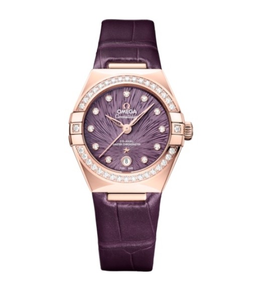 Omega 131.58.29.20.60.002 : Constellation Manhattan 29 Co-Axial Master Chronometer Moonshine Gold - Diamond / Purple Supernova / Alligator