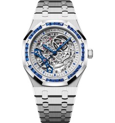 Audemars Piguet Royal Oak 41 Double Balance Wheel Openworked White Gold Baguette Blue Sapphire 15412BC.SS.1220BC.02